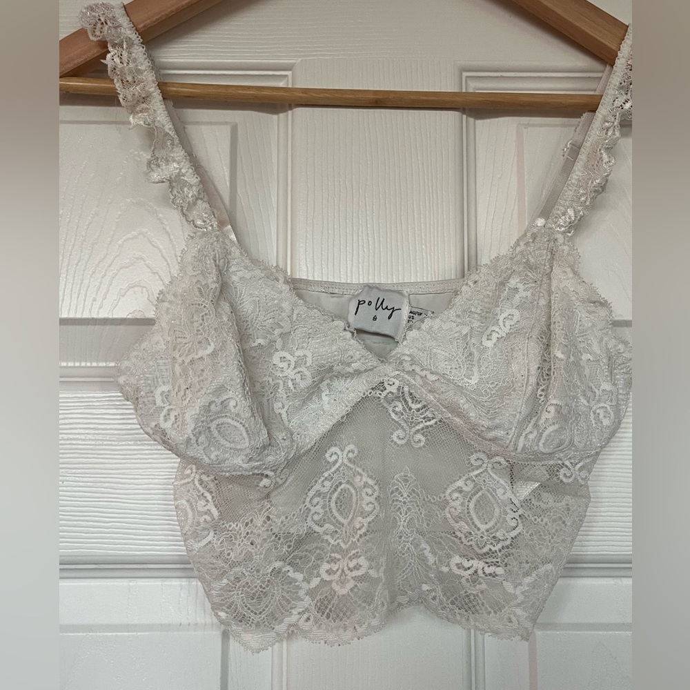White Polly lace crop top